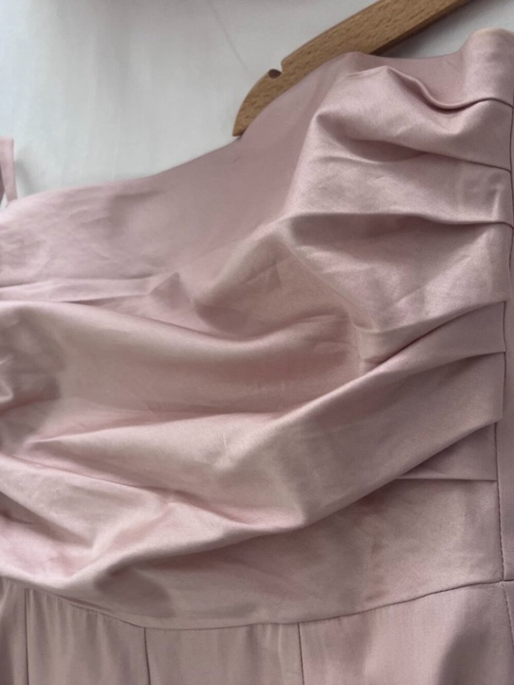 Blush Pink Cotton Fit & Flare Midi Dress Draped Bodice, Tara Jarmon, FR 40, US 8 - Picture 14 of 14